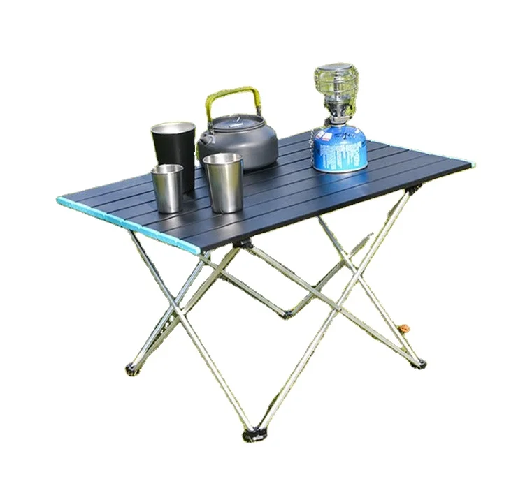 Outdoor Indoor Portable Lightweight Aluminum Alloy Frame Camping Mini Folding Black Table For Picnic Hiking