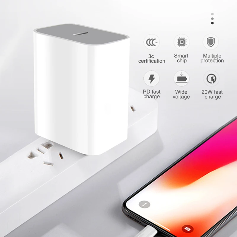 Штепсельная вилка США 18 Вт для мобильного телефона Iphone 12 Pro Настенная зарядка Usb-C Оригинальная iphone быстрая штепсельная европейского стандарта