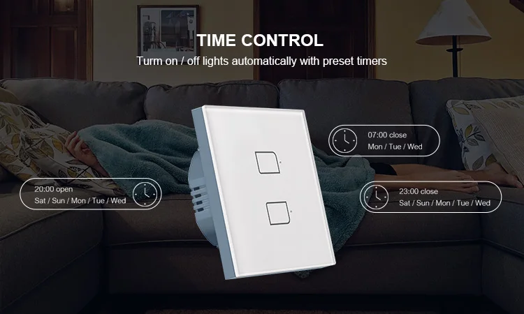 Factory Price BroadLink UK TC2S Smart Wifi Wall Touch Switch 1/2/3 Gang Glass Panel Smart light Switch