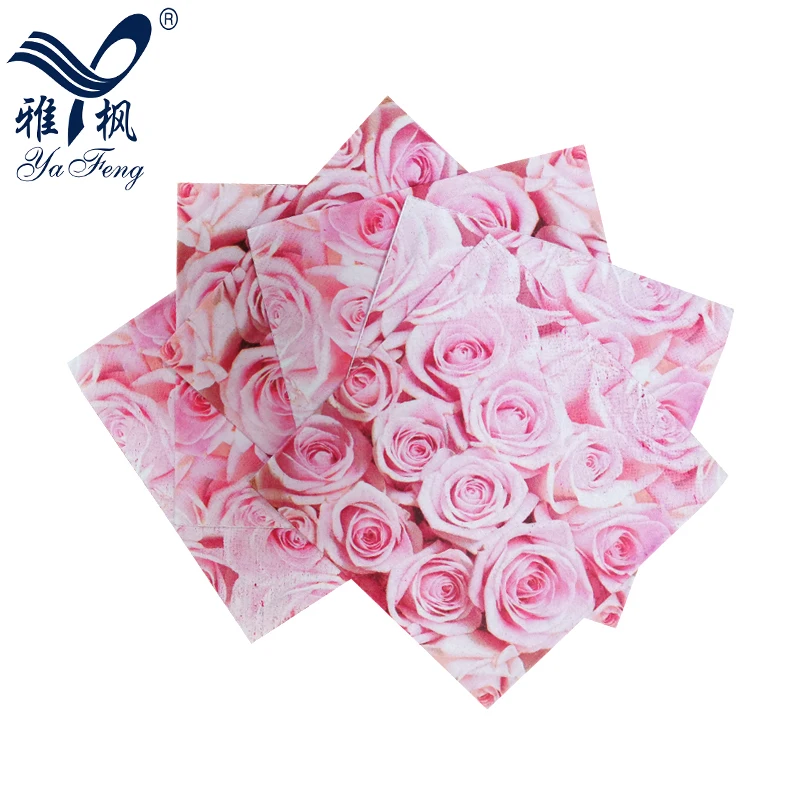 Manufacturer Direct Food Grade Virgin Wood Pulp 1 Ply 50 Sheets Printed Paper Napkins Serviette