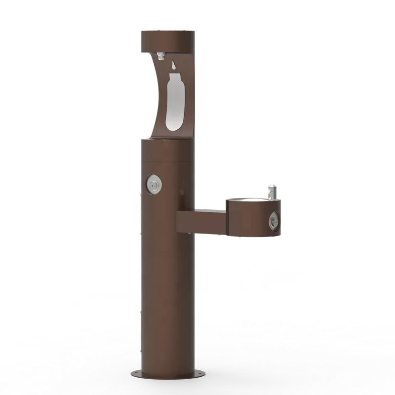 Pedestal mounted outdoor drinking fountain outdoor drinking fountain with bottle fillers