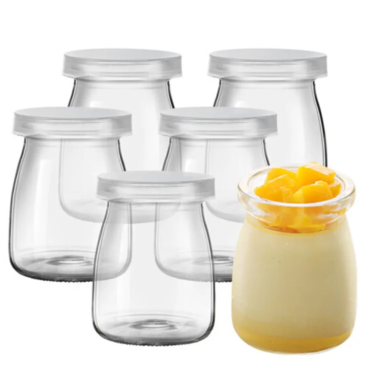 Custom 100 ml 150ml 200mlcheap glass pudding bottle mini empty glass jar  for milk yoghurtv jam packing