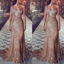Sequence Party Colors Available Factory Wholesale Evening Dresses Women Off Shoulder Gold Sequins Mermaid Gowns Prom Evening Dre
