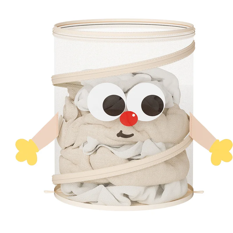 household cute design large capacity foldable Mesh Pop Up dirty laundry basket with with wide opening