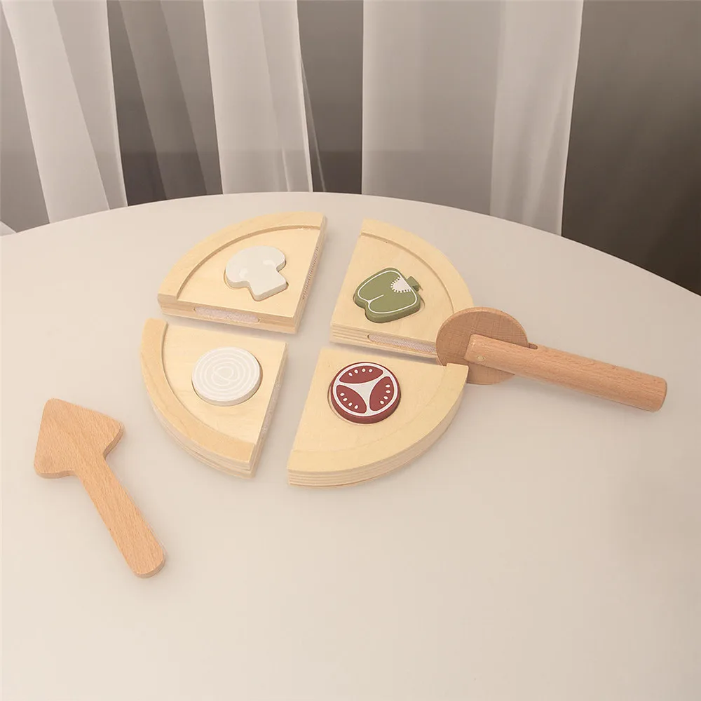 New Simulation Wooden Pizza Oven Kitchen Set Toys Children Early Education Pretend Play Cook Pizza Wooden Toys for Kids