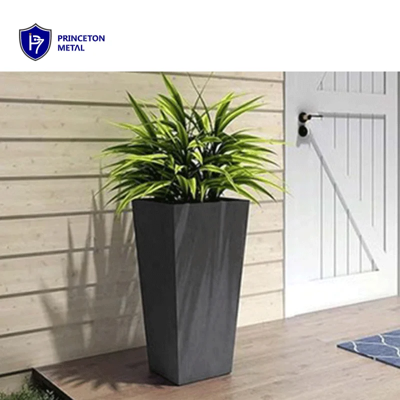 Modern powder coated large flowerpot outdoor street garden metal aluminum planters