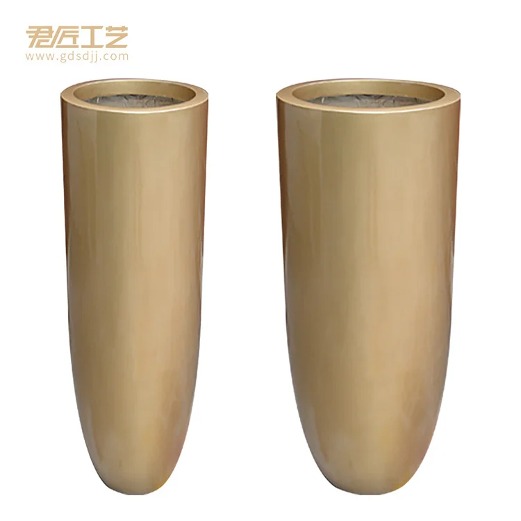 High thin FRP flowerpot big  size  flower  pot gold flower pots