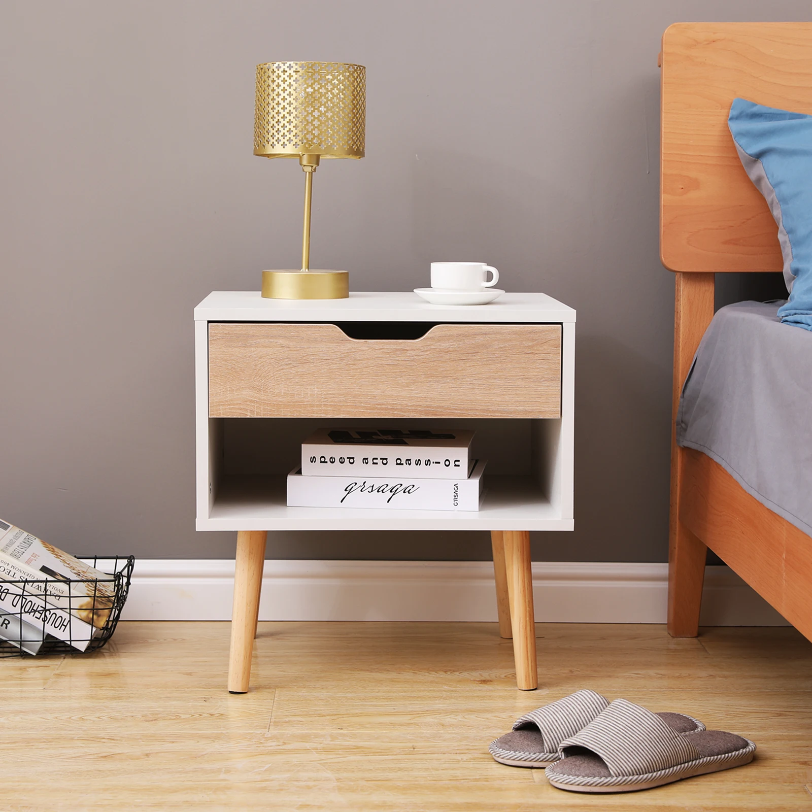 Hot Sale Bed Night Table Custom Solid Wood Bedside Table Modern Nightstand