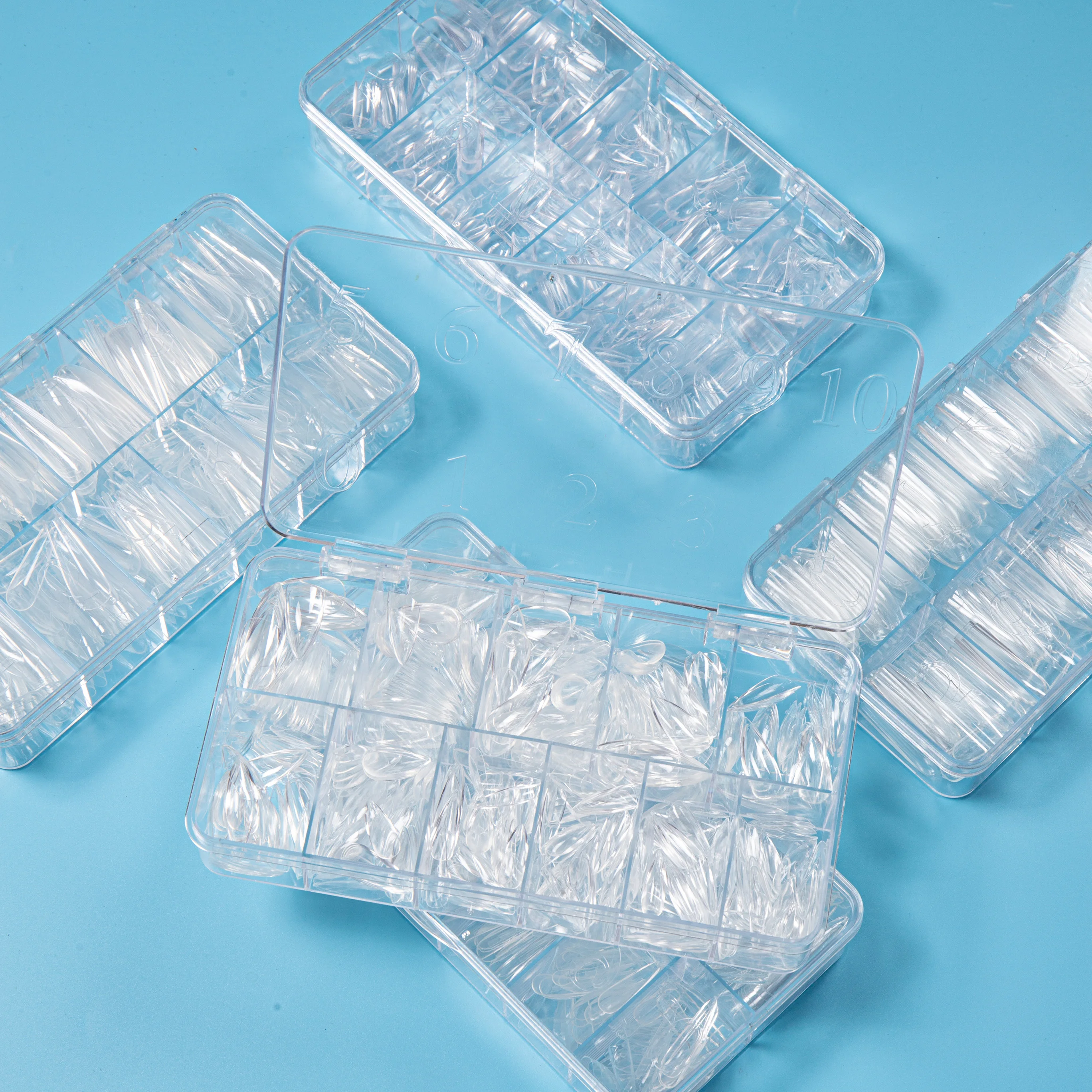 Nail supplies 250 PCS/box Transparent  Coffin Square Nail Tips False Nails French Artificial Fingernails Half  Plastic Art Tips
