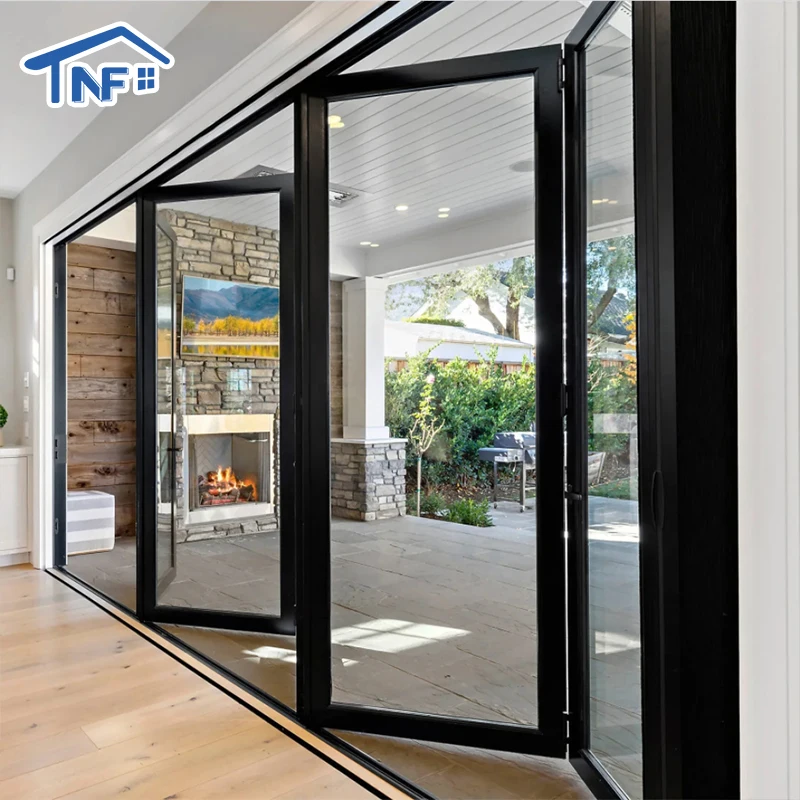 Top bifold doors soundproof folding door two door bifold folding aluminium alloy customised