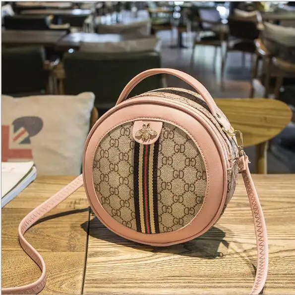 pu leather women round mini bag women round crossbody bag for girls lady female pink