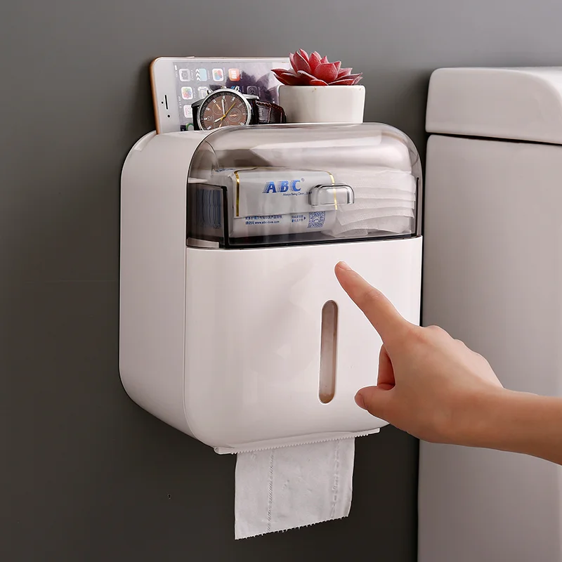 Household Colorful Toilet bathroom wall mounted creative plastic tissue box holder double layer towel box wholesale
