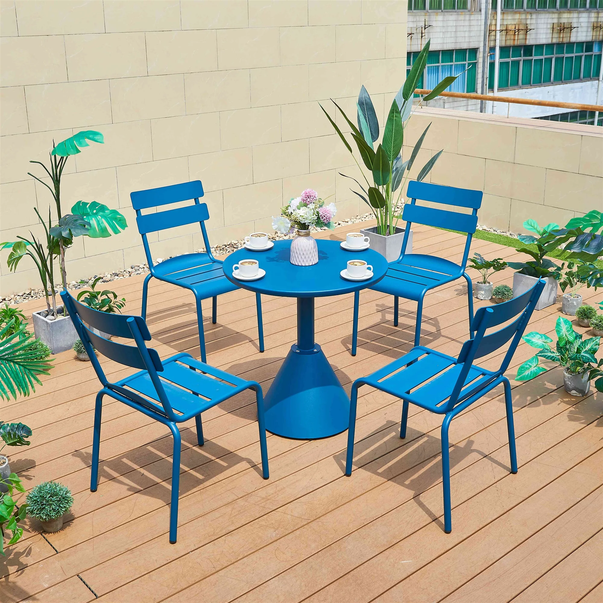 Outdoor Stackable Fermob Design Luxembourg Dining Chair with Aluminum Slat Garden Chair