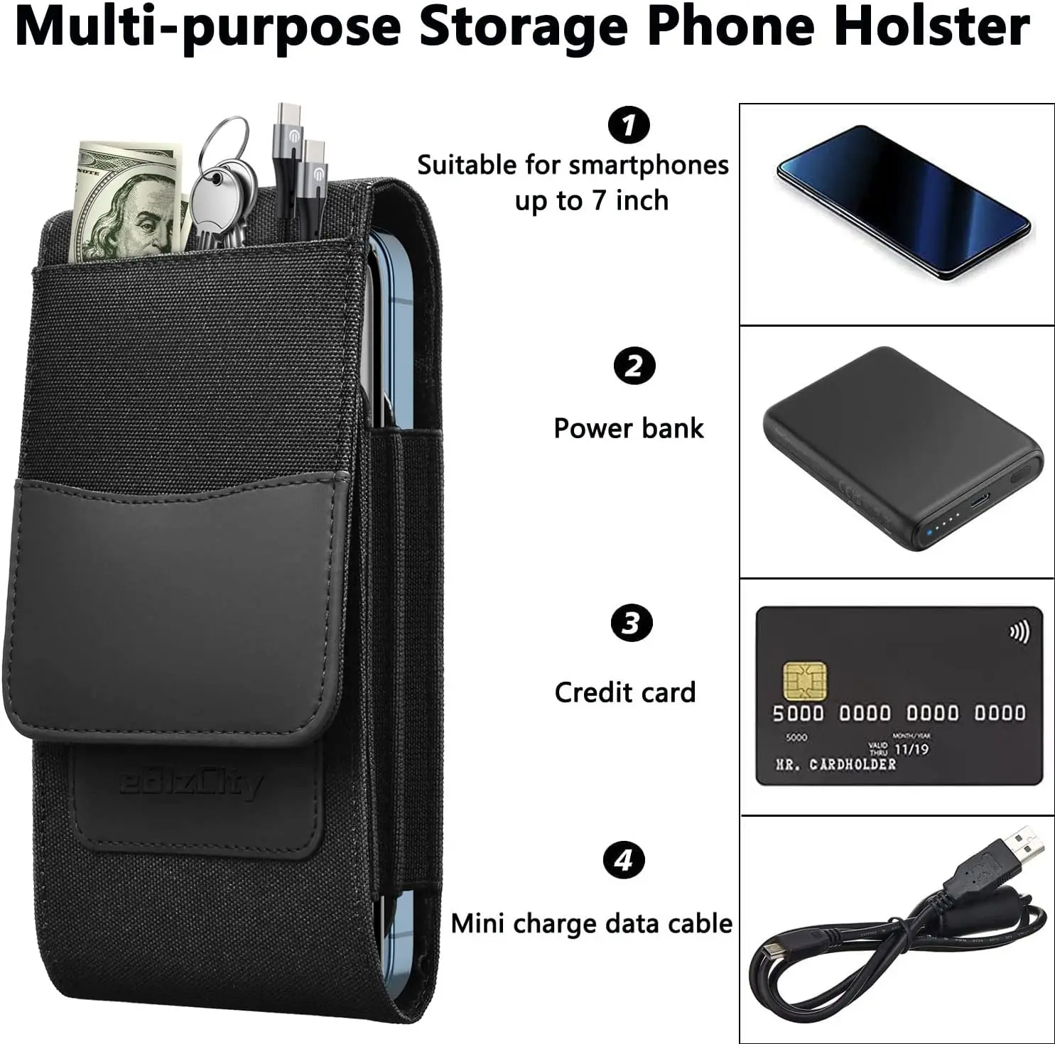 2024 Multi-purpose Storage Phone Holster Nylon Tactical Cell Phone Holder Case for Sonim XP5S XP5800