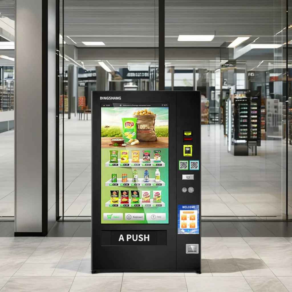 Комбинированный автомат с 49 дюймовым экраном большой сенсорный экран высоколегкий по продаже напитков и закусок оператором банкнот