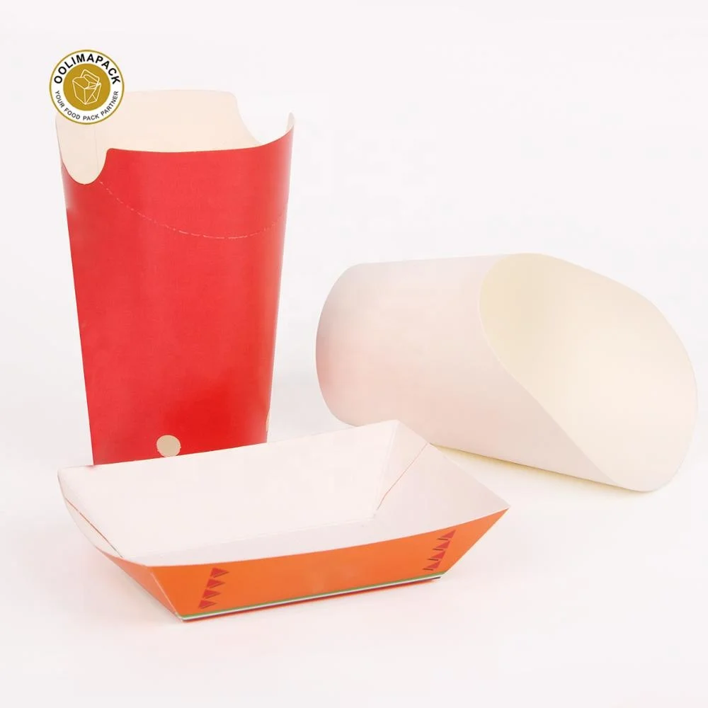 Disposable take out kraft paper scoop cup for french fries chips ice cream snakes bubble waffle