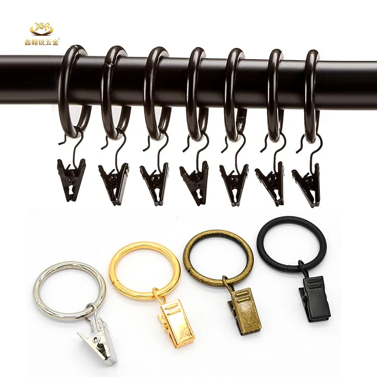 Xinhanrui Rustproof Curtain Accessories Iron Drapery Ring Curtain Rod Rings With Clips