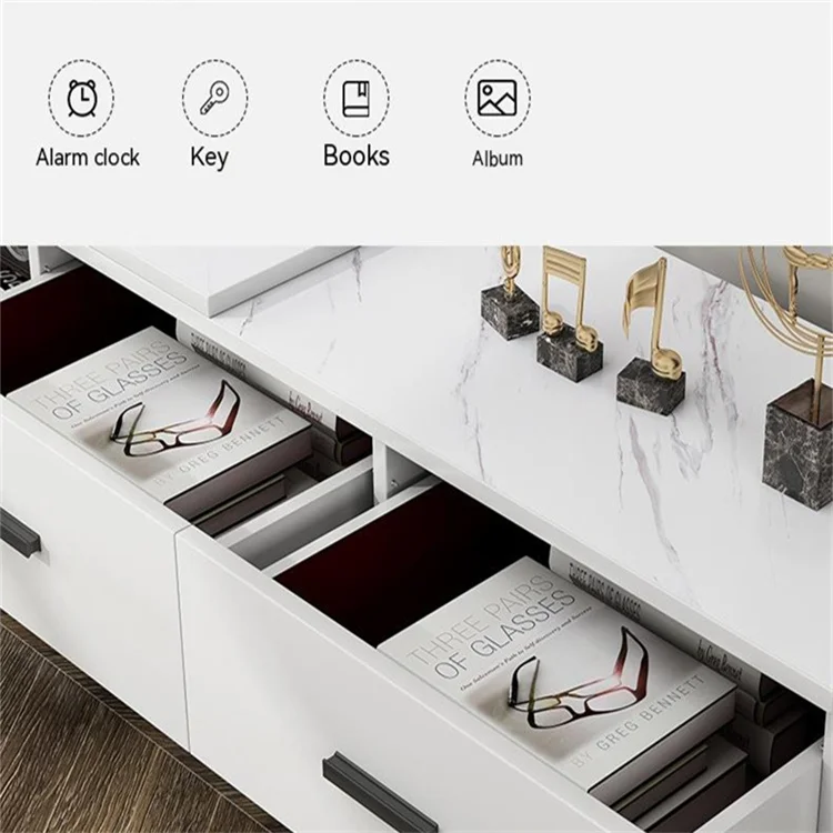 Simple Size Living Room Household Rectangular Solid Wood Narrow Extension White 300 Tv Cabinet Adjustable Tv Stand