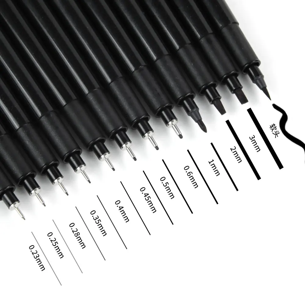 Sharp Large Size Drawing Pen 0.4 Fine Colour Sketch Marker Custom Design Black Sketch Pens Set For Art
