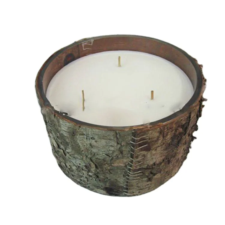 Hot sale outdoor decoration rustic natural birch bark candle from china candle manufacturer