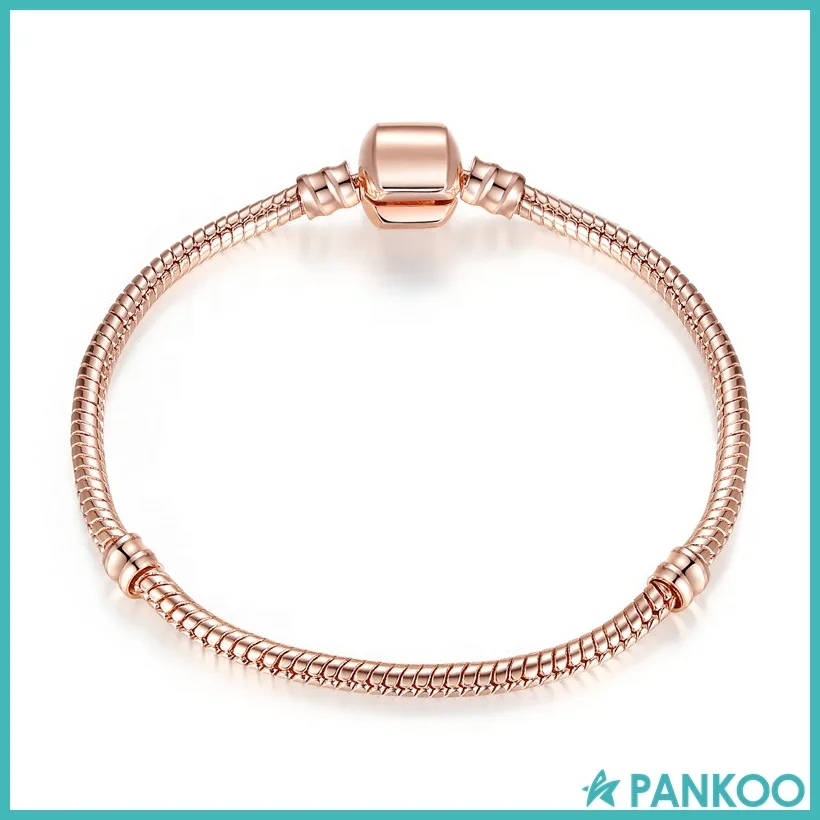 Classic design gold plated 925 Sterling Silver 3mm Snake Bone Chain Charm Bracelet Custom multiple styles DIY Jewelry