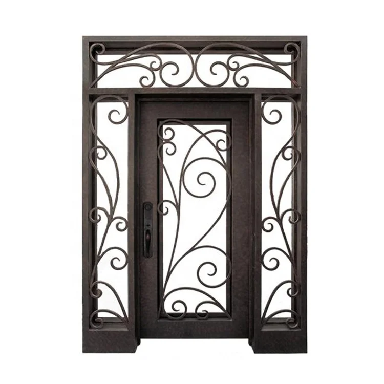 Accept custom front entry main wrought iron double door