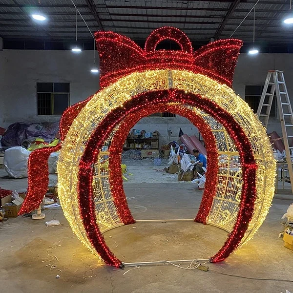 Hot-sell festival new year Christmas decoration large led arch door street decoration motif light for holiday