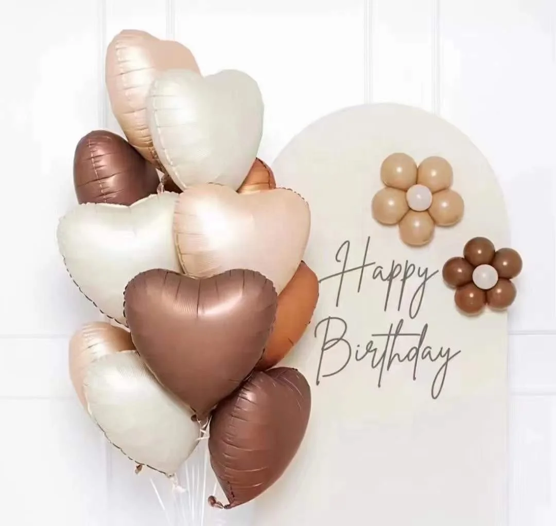 26inch 40 Inch caramel cream color Large Size Air Filled He 4d round orb star foil Balloons for birthday Party Anniversary Deco