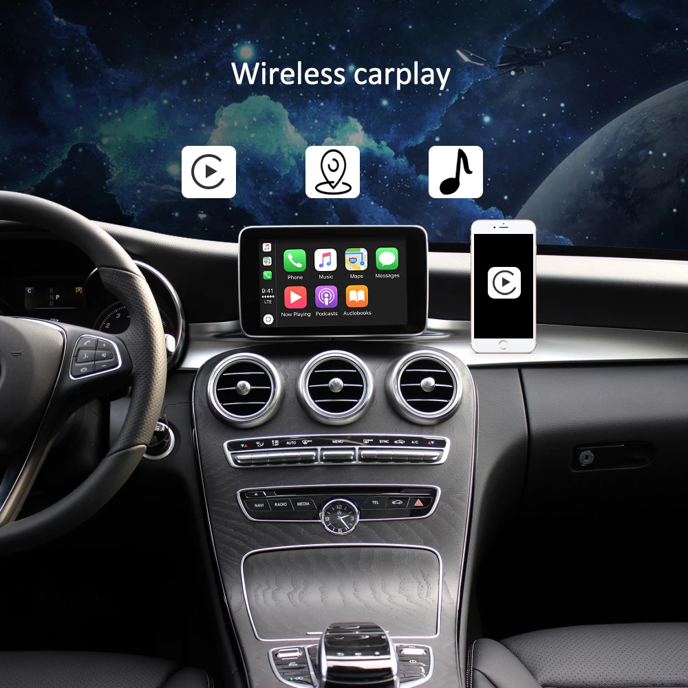 
Wireless Carplay interface box vehicle voice navigation Car-play Android Auto for Benz W204 W205 W124 W211 W246 W123 W166 W176 