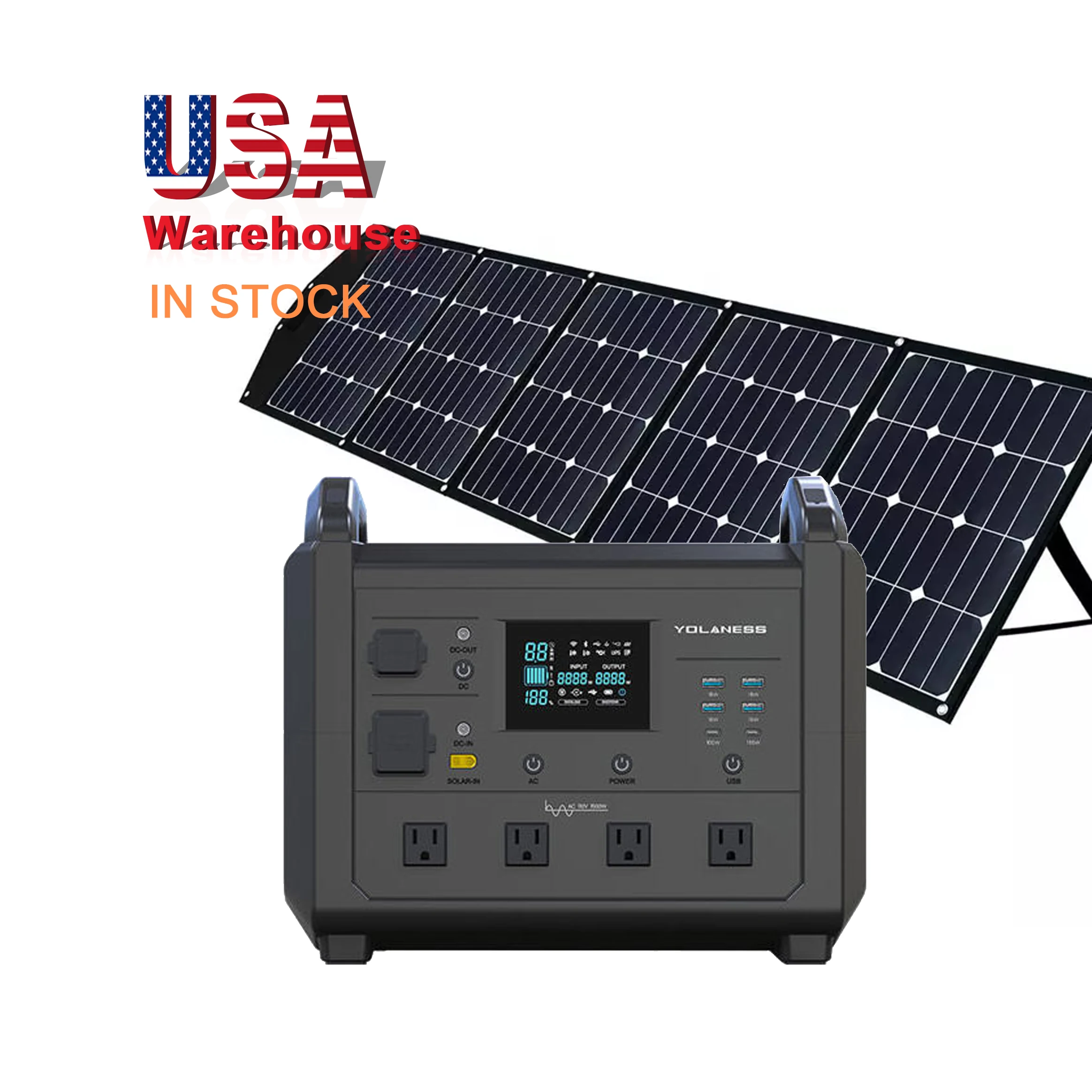 Auto portable rechargeable emergency solar power bank station generator 1200w 1500w 2000w portable battery