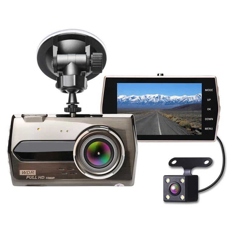 Car DVR 4 Inch Screen Dash Cam Dual Cameras Lens Portable Video Recorder Auto Dash Camera