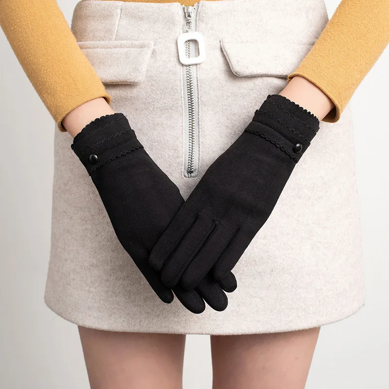 Winter riding warm fleece gloves non-fleece touch screen gloves women