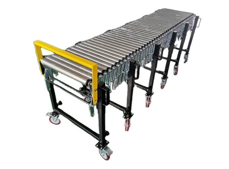 
Flexible plastic skate wheels gravity mobile telescopic belt roller conveyor for conveying box parcel in logistic DWS system 