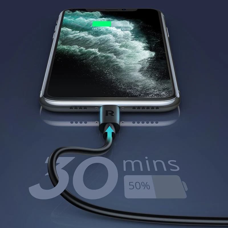 RAVPower Black+PE BAG RP-CB062 Data Cables 1m TPE Type-C to L Type C Cable Phone Fast Charging Cable for iphone