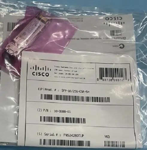 Cisco 25 Gigabit Modules SFP-10/25G-CSR-S 10/25GBASE-CSR SFP28 Module for MMF Dual LC/PC connector 850nm