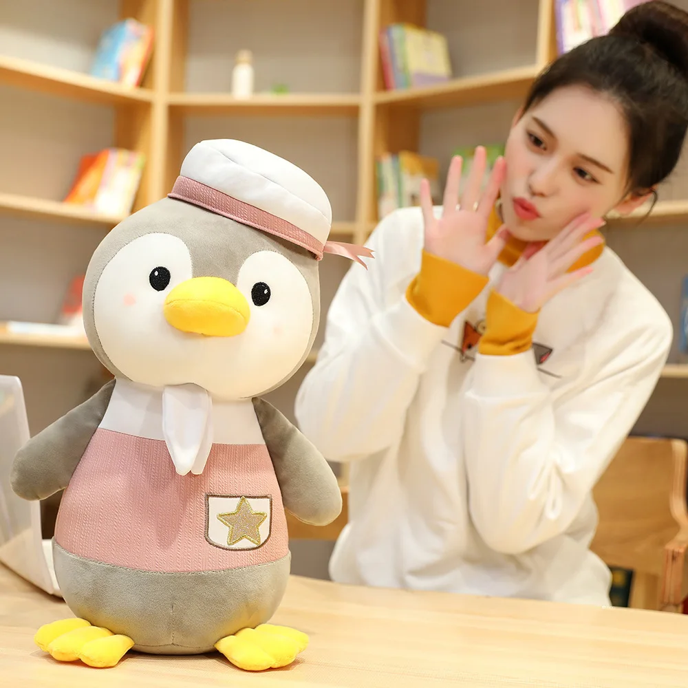 2024 Super cute PP cotton baby size soft penguin plush animal pillow for kids to accompany educational toys