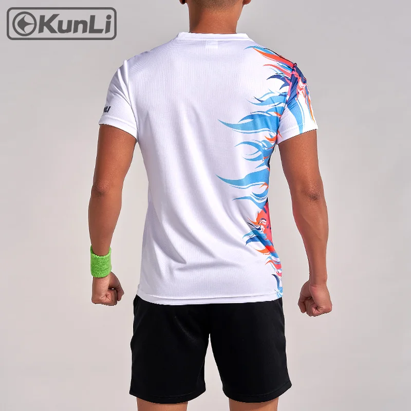 Kunli, индивидуальный дизайн, футболка для бадминтона, мужская спортивная одежда, дышащая быстросохнущая футболка для бадминтона, тенниса, волейбола, футбола