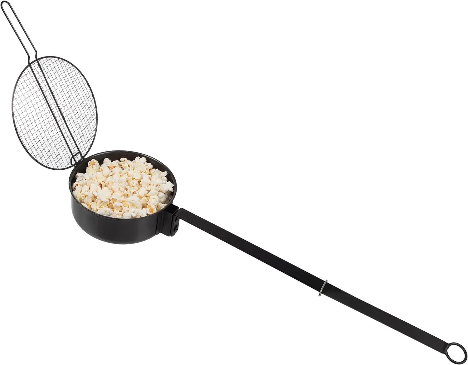 Outdoor Cooking Carbon Steel Popcorn Popper Campfire Popcorn Pan With Mesh Cover For Fire Pit