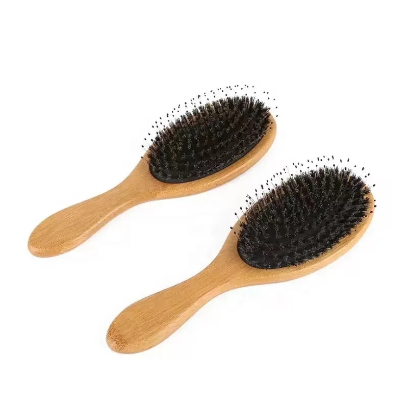 Factory Supply Customized LOGO Hairdressing Eco-friendly Boar Bristle Hair Brush Wooden detangle Hair Brush Massage Comb