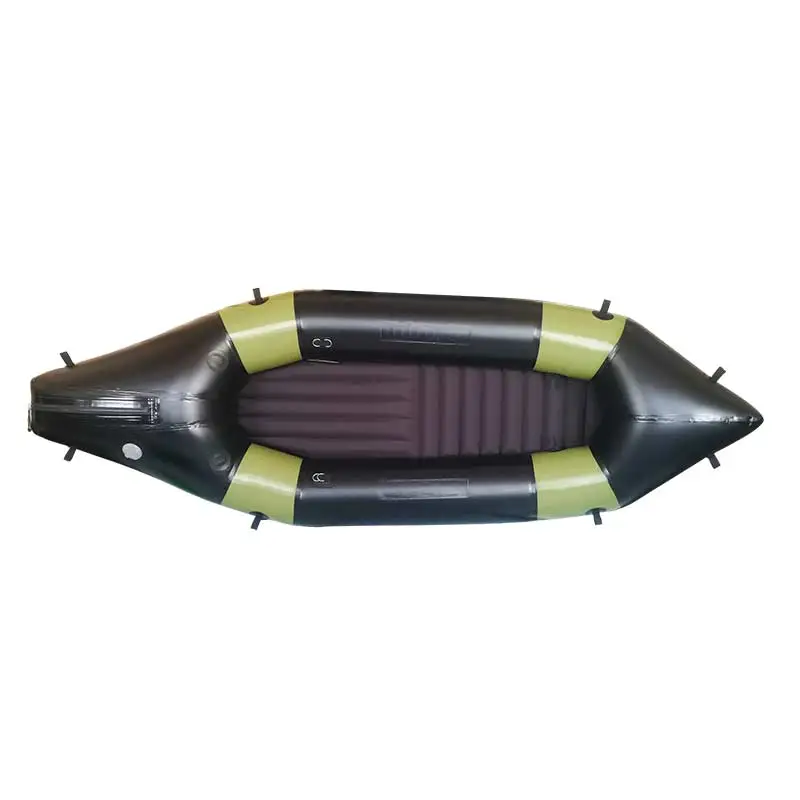 River Expedition Ultralight Inflatable Kayak Fishing Boat Self bailing Packraft with Fishing Rod Holder