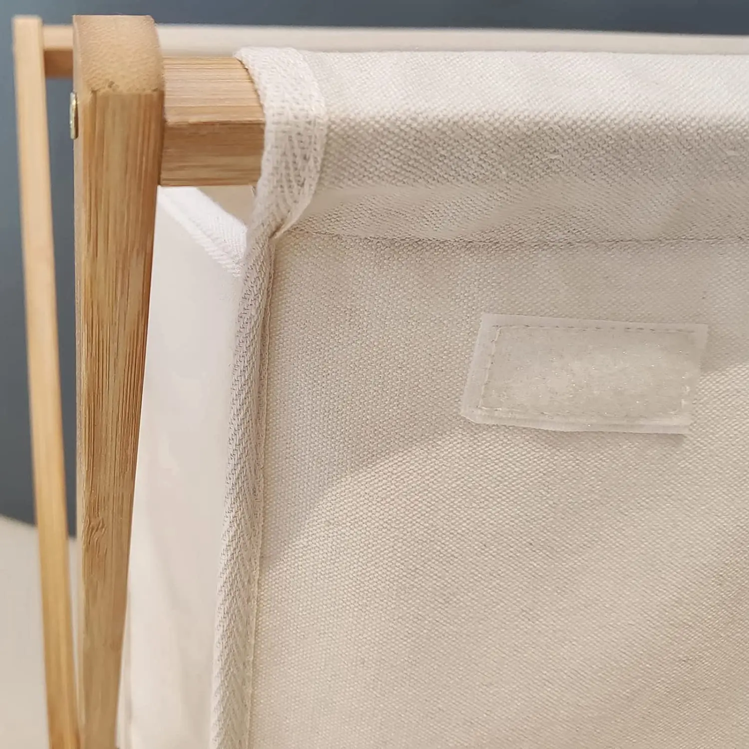 Customizable Size Bamboo Foldable Laundry Hamper Fabric and Linen Clothing Storage Bins Collapsible Basket for Dirty Clothes