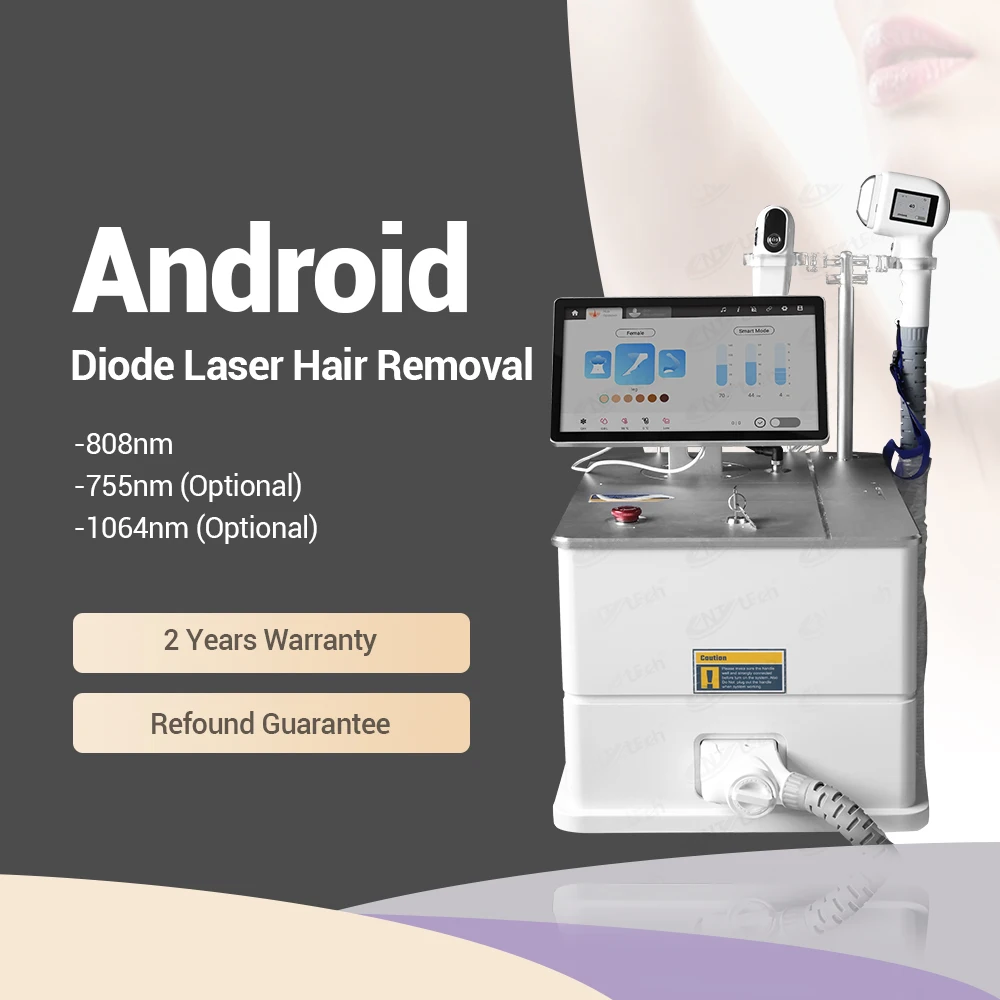 Vertical or portable painless 3 waves diode laser for hair removal 808nm machine