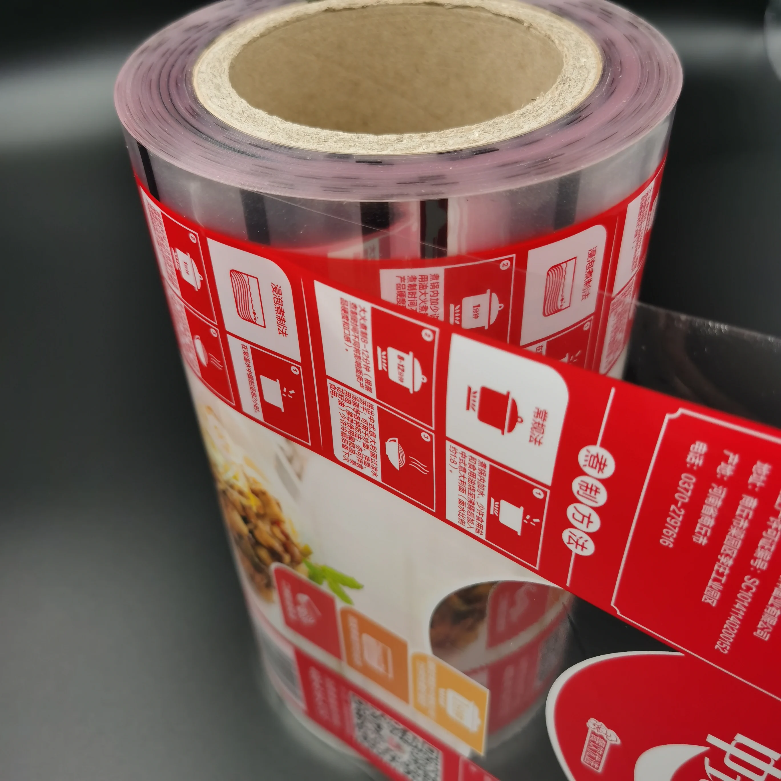 
Good Quality Red Color Laminated PA PE Pasta Dry Noodles Food Packaging Film Roll With Transparent Window 