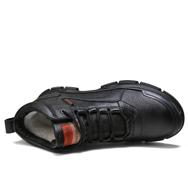 Wholesale In Stock Genuine Leather Men Work Boots Male Latest Lace Up Winter Warm Safety Sport Boots Shoes