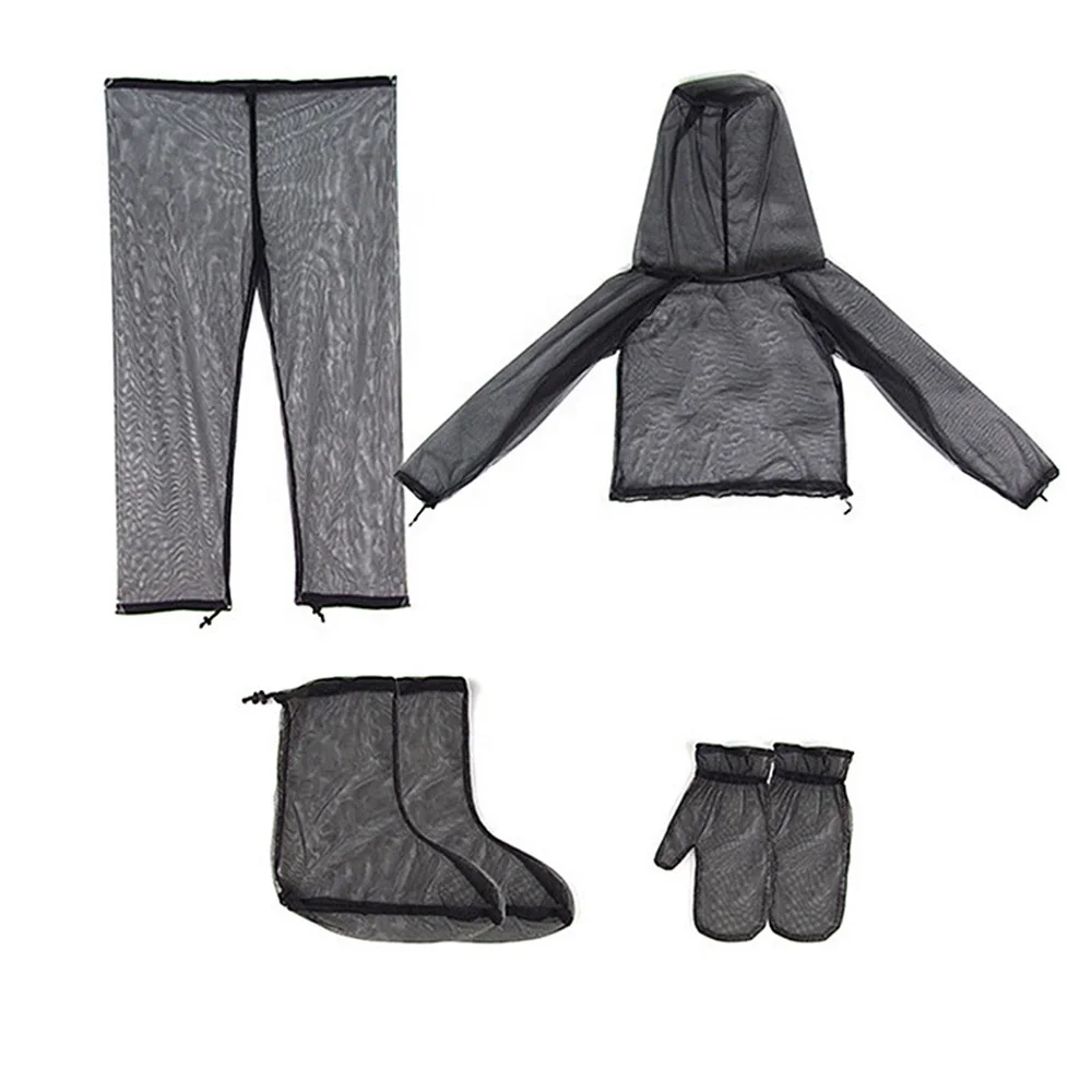 Outdoor Mosquito Net Anti-Mosquito Suit Bee Proof Clothes with Coat Gloves Pants for Camping Cycling Fishing Hiking