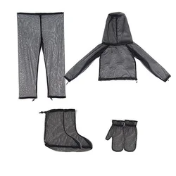 Outdoor Mosquito Net Anti-Mosquito Suit Bee Proof Clothes with Coat Gloves Pants for Camping Cycling Fishing Hiking