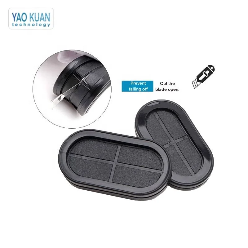 Black environmental protection oval double-sided protective coil through coil buckle type silica gel outlet protective port