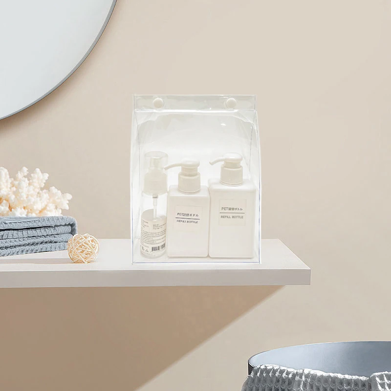 PVC Gift Packing Bag Wash Cosmetic Makeup Pouch Kids Candy Gift Bag with Button Transparent Clear Cute Colorful Neon Travel Hasp