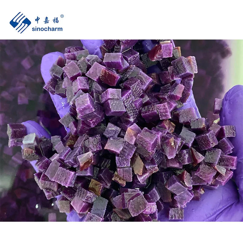 Sinocharm HALAL IQF свежий сладкий картофель OEM марки 10 мм кубиками по Заводской Цене кг оптом замороженный фиолетовый на экспорт