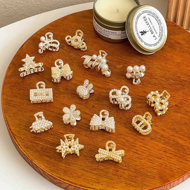 Wholesale Popular Rhinestone Pearl Hair Claw Wedding Fashion Crystal Hair Claws Geometric Alloy Hair Claw Clip